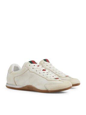 $1050 GUCCI Shift White Leather Women Sneakers Size 41 US 11
